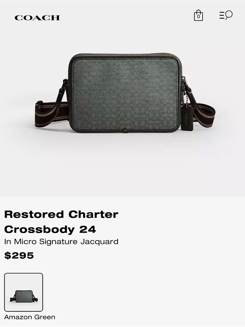 Coach Charter Crossbody 24 Bag - Amazon Green - Picture 10 of 10